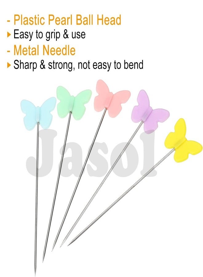 Jasol 50 Multicolor Straight Pins - 1.5Inch Long Quilting Pins for Craft, Dressmaking & Other Crafts - Butterfly Type - Image 3